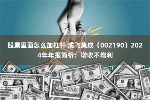 股票里面怎么加杠杆 成飞集成（002190）2024年年报简析：增收不增利