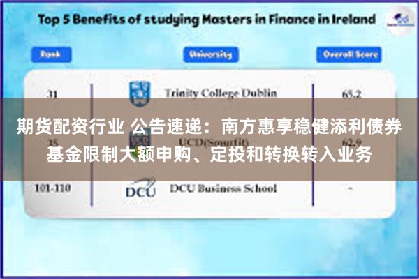期货配资行业 公告速递：南方惠享稳健添利债券基金限制大额申购、定投和转换转入业务