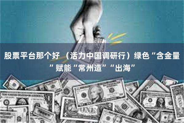 股票平台那个好 （活力中国调研行）绿色“含金量”赋能“常州造”“出海”